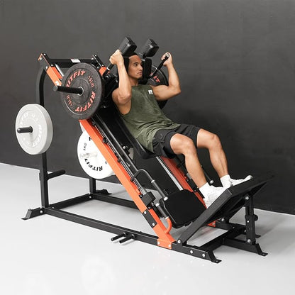 RitFit 3-in-1 Leg Press Hack Squat Machine for Home Gym, 1500LB Capacity, Compact Space-Saving Design with Multiple Hack Squat & Leg Press Angles