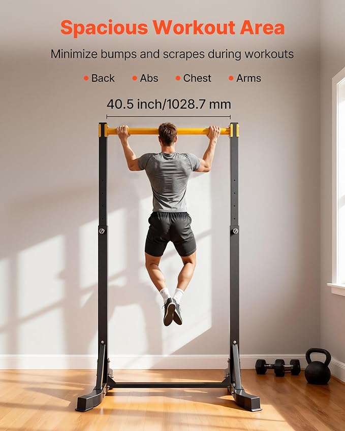 VEVOR Pull Up Bar, 330LBS Capacity Portable Pullup Bar Station, Pullup Bars Free Standing with H-Frame Structure & Heavy-Duty Steel Tube, 8 Level Height Adjustment Gravity Fitness for Arms Back Chest