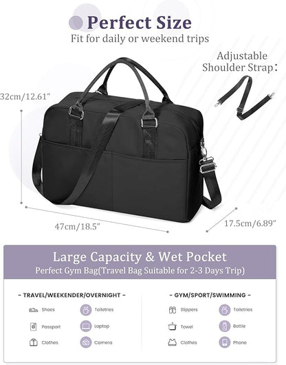 Gym Bag Womens,Travel Duffel Carry on Bag Sport Tote Bag Weekend Overnight Bag