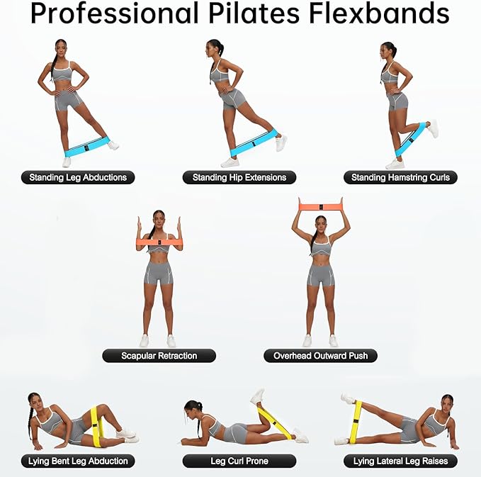 Renoj Resistance Bands for Working Out: 3-Set Professional Exercise Bands for Pilates, Yoga, Home Gym, Booty, Leg Training | Heavy/Medium/Light Fabric Loops for Women Men
