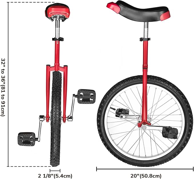 AW 16/18/20/24 Inch Wheel Outdoor Unicycle Adjustable Seat Exercise Bicycle Fit Adults Kids Outdoor Sports Fitness Exercise, for Choice