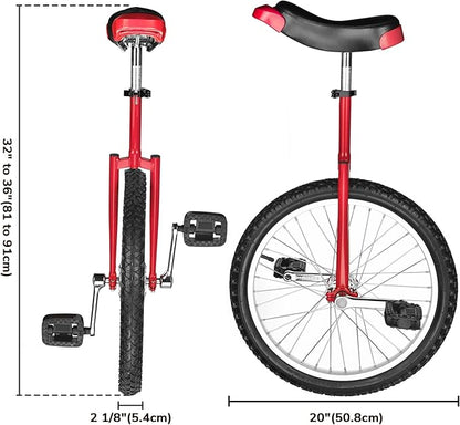 AW 16/18/20/24 Inch Wheel Outdoor Unicycle Adjustable Seat Exercise Bicycle Fit Adults Kids Outdoor Sports Fitness Exercise, for Choice