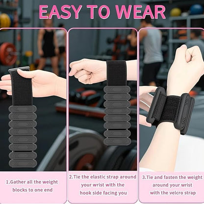 Wrist & Ankle Weights for Women Men, 1lb/2lb/4lb Set of 2 - Adjustable Wearable Weighted Bands, Waterproof Silicone Arm & Leg Weights for Pilates, Yoga, Walking, Dance, Home Workout & Gym