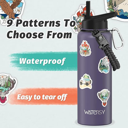 40oz Insulated Water Bottle (Cold for 48 Hrs),BPA Free&Leak Proof,Stainless Steel Water Flask,Water Jug with Straw Spout Lids for Gym,Hiking,Travel,Purple