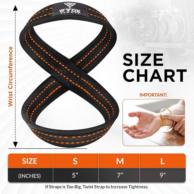 WYOX Figure 8 Weight Lifting Straps for Weightlifting Heavy Duty Deadlifting Workout Straps | Wrist Wraps Gym Equipment Gear Men Women PAIR