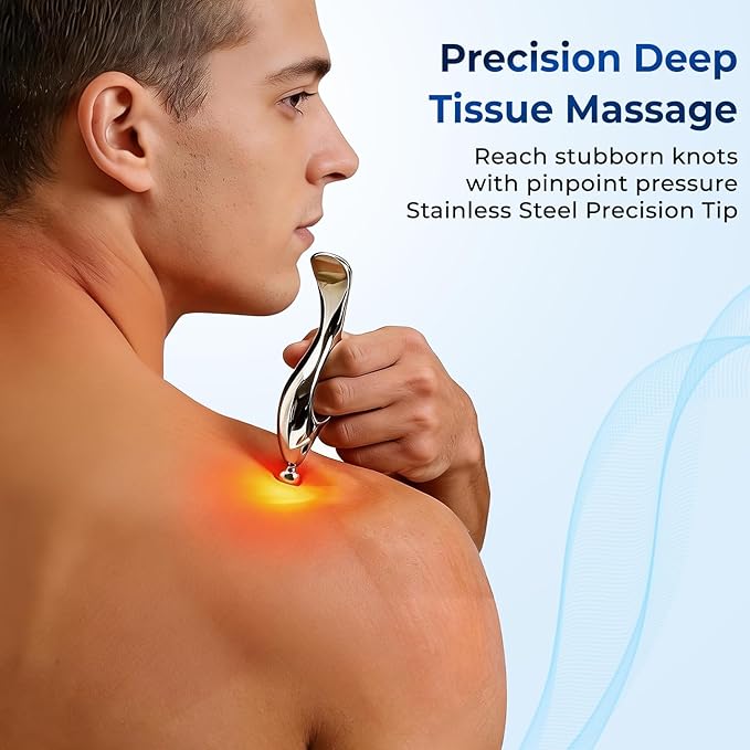 Trigger Point Massage Tool & Gua Sha for Face & Body – All-in-1 Deep Tissue Massage & Muscle Scraper Tool, Thumb Saver Acupressure Tool – Facial Sculpting, TMJ, Chronic Pain & Muscle Tension Relief