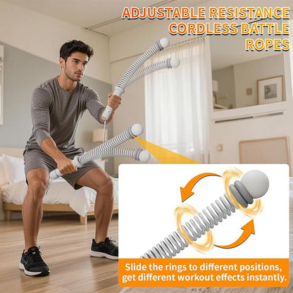 Ropeless Battle Ropes Adjustable Weight, Portable Cordless Battle Ropes for Home Gym with Storage Bag, High Calorie Burn for Men & Women, Fitness Equipment for HIIT & Low-Impact Aerobic Training