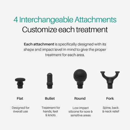 Ekrin Athletics Bantam Mini Massage Gun - Compact Deep Tissue Muscle Massager with Adjustable Speeds & 4 Attachments - Long Battery Life, Lightweight, Travel Friendly