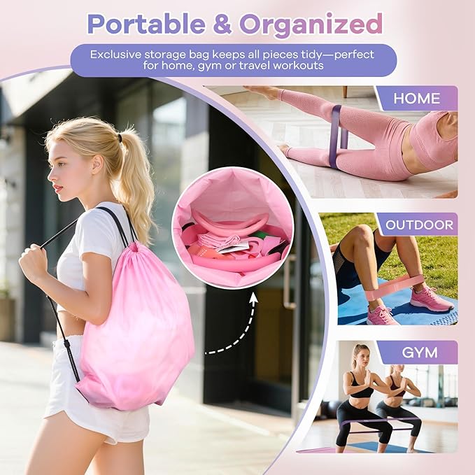 at Home Pilates Kit, 16PCS Workout Pilates Equipment for Women, Pilates Set with Pilates Ring and Ball Set, Resistance Bands, Pilates Essentials Kit for Women, Beginners at Gym, Outdoor
