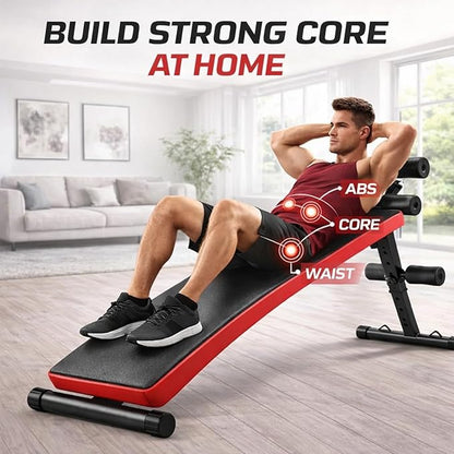 Adjustable Decline Ab Bench for Home Gym, Heavy-Duty Sit Up Bench with Extended Backrest, Multi-Angle Core Training & Decline Bench Press, Foldable Weight Bench Supports up to 440 lbs