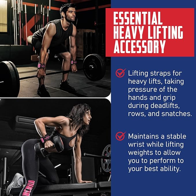 Weight Lifting Wrist Strap，Double Layer Leather Wrist Wraps with Neoprene Padding for Weightlifting & Deadlifts – Adjustable Gym Straps for Men & Women