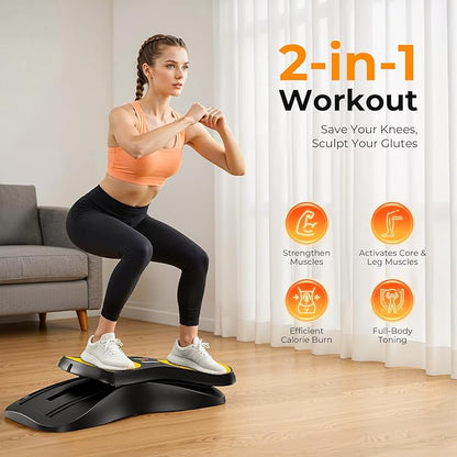 OWLSKY Balance Board with Resistance Bands, Portable Rock Stepper Featuring LCD Monitor, 330 lbs Capacity Ski Machine for Full Body Workout