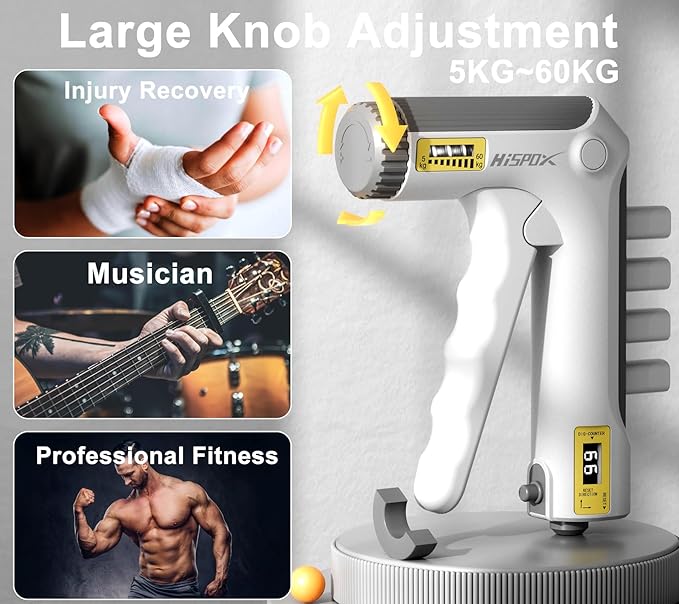 Grip Strength Trainer with Finger Exerciser, Adjustable Resistance, Forearm Strengthener Hand Gripper with Counting,Black
