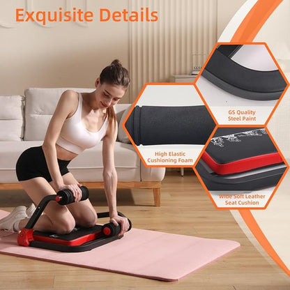 Ab Machine with Resistance Bands for Abdominal Exercise - 3 Levels Adjustable Sit-Up Exercise Equipment for Home Gym, Core & Full Body Workout