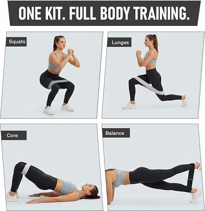 Poler Fit Kit: Fabric Resistance Bands Kit with 3 Levels (Light, Medium, Heavy) + 9″ Pilates Ball for Home Workouts – Exercise Bands Set for Strength Training, Pilates, Yoga, Glutes, Legs & Full Body