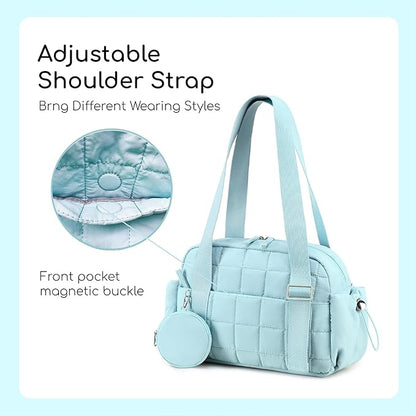 CAMTOP Mini Gym Bag for Women, Small Gym Tote Bag Puffy Quilted Sports Duffel Bag with Wet Compartment and Coin Purse Duffel Bags Dance Yoga Workout Bag for Gifts