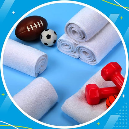 Handepo 12 Pcs Microfiber Workout Gym Towels, 360 GSM 12x30 Inch Fast Drying Yoga Towels for Sweat, Soft Gym Towel for Men Women Travel Sports(White)