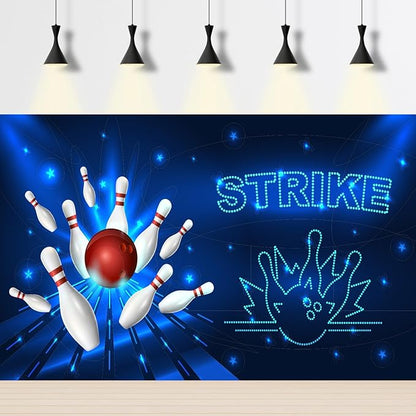 Bowling Backdrop Bowling Party Relaxation Entertainment Photography Background Let's Strike Up Some Fun Background Decorations Bowling Theme Cake Table Decor Banner Photo Studio Props 20x10ft