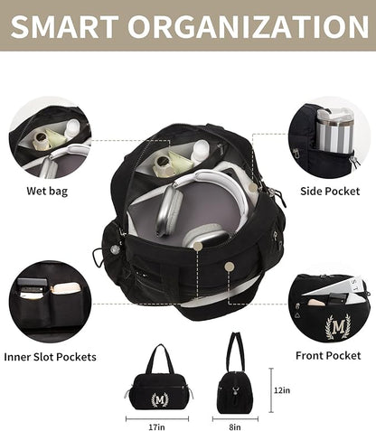 Gym Duffle Bag for Women – Embroidered Custom Initial Sports Bag for Men – Personalized Travel & Workout Duffel with Luggage Sleeve – Thoughtful Gift for Mom, Girl, Daughter, Mother (Black, H)