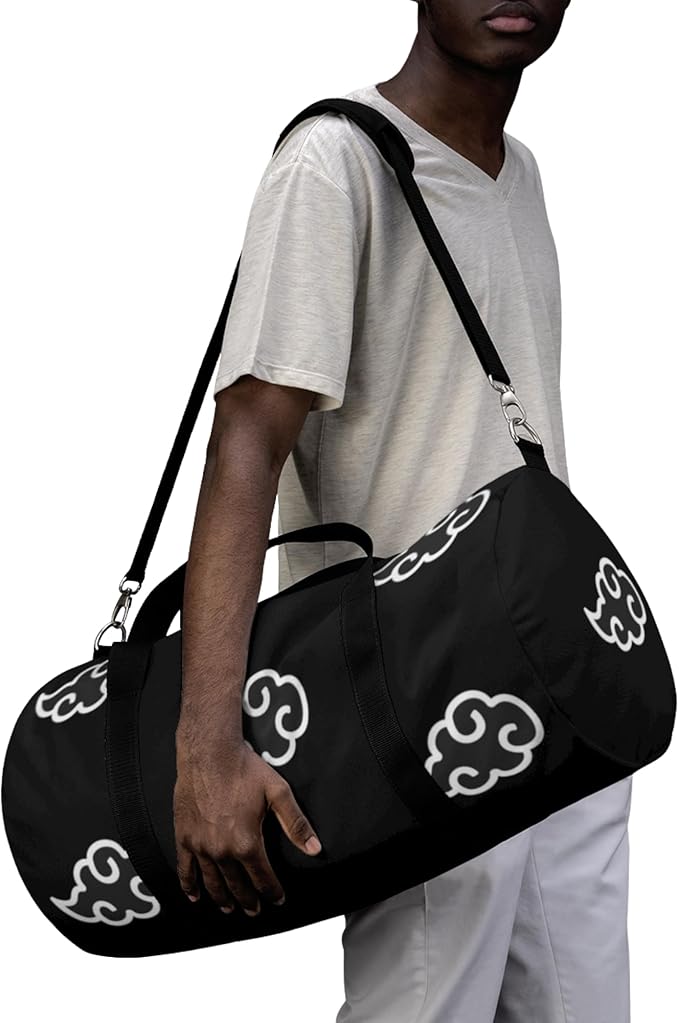 Anime Gym Bag for Women Men - Large Capacity Waterproof Workout Fitness Travel Sports Bags Fashion Street Camping ExpandaCLe Carry On Duffle Bag For Couple (Black Cloud) PTY