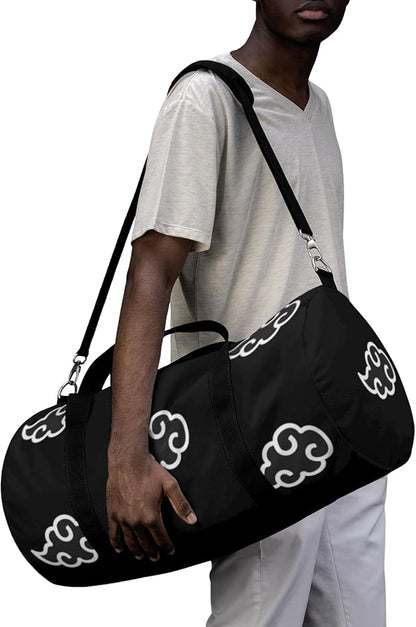 Anime Gym Bag for Women Men - Large Capacity Waterproof Workout Fitness Travel Sports Bags Fashion Street Camping ExpandaCLe Carry On Duffle Bag For Couple (Black Cloud) PTY