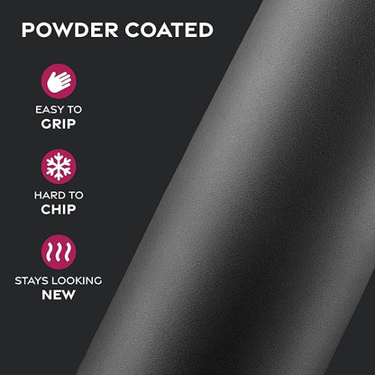 FineDine 25 Oz Insulated Water Bottle with Straw - Triple Walled Stainless Steel Metal Bottle W/ 3 Leak Proof Lids - For Travel, School, Sports, Gym/Men, Women & Kids - Inky Raven Black