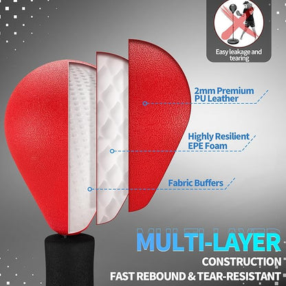 Punching Bag with Stand, Reflex Bag with Boxing Gloves, Boxing Bag for Teens and Adults, Height Adjustable - Speed Bag for Training, Boxing Equipment, Sturdy Base for Stress Relief & Home Fitness