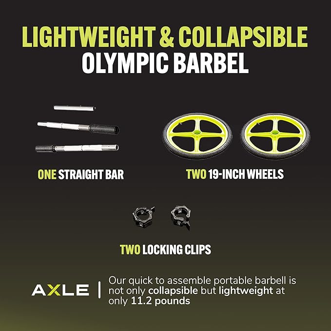 AXLE Home Gym Workout Barbells - Barbell Weight Set for Strength Training, Collapsible Equipment for Indoor & Outdoor Workouts for Men, Women, and Youth