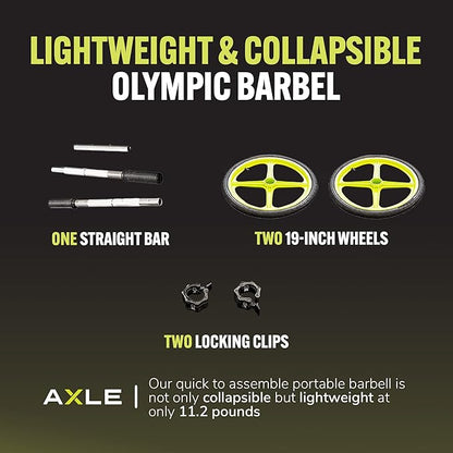 AXLE Home Gym Workout Barbells - Barbell Weight Set for Strength Training, Collapsible Equipment for Indoor & Outdoor Workouts for Men, Women, and Youth
