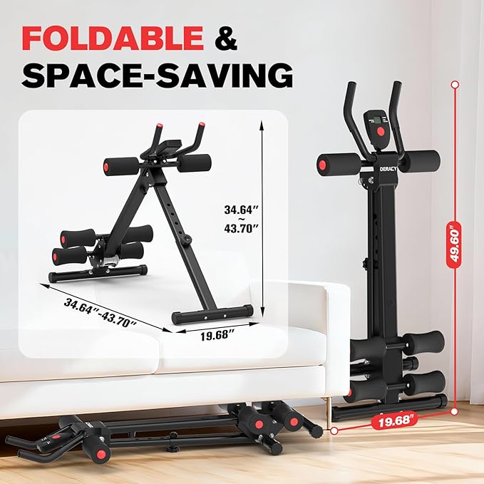 DERACY Ab Workout Machine Adjustable Ab Trainer Abdominal Trainer for Home Gym Foldable Ab Crunch Machine for Core 440 LBS