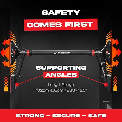 Pull Up Bar for doorway With Resistance Bands, No Screw Installation, Chin Up Bar for Upper Body Workout & Exercise, 29.9"-37.5" Adjustable Width Locking Mechanism, Max weight Hold 880 lbs
