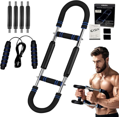 Twister Arm Trainer – Adjustable Resistance 30-120lbs Chest Workout Equipment with 4 Springs, Jump Rope & Wrist Guards for Upper Body Strength & Muscle Training at Home