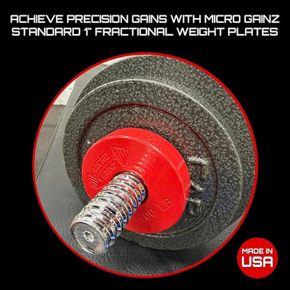 Micro Gainz Standard 1-Inch Center Hole Fractional 8 Piece Weight Plates with Bag, Designed for Standard 1-Inch Dumbbell & Barbell for Strength Training and Weight Lifting, Made in USA