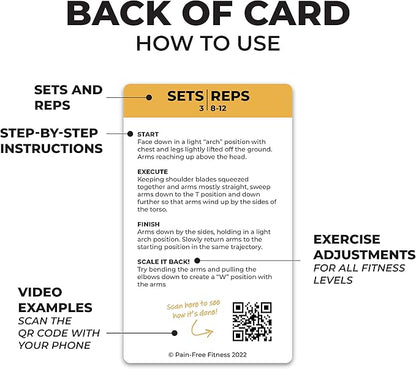 Exercise Flash Cards - Workout Cards Deck - Exercise Cards for Home Workouts Women & Men