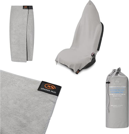 Orange Mud Transition Wrap Extreme – Waterproof Car Seat Cover & Changing Towel for Athletes – Sweat-Proof, Secure Fit, Quick-Dry – Triathlon, Running, Gym – Grey