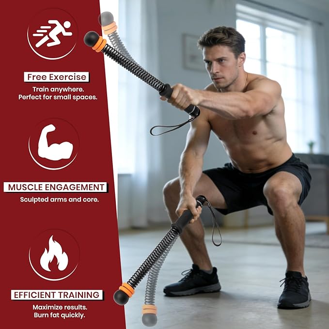 Ropeless Battle Ropes, Adjustable Weighted Cordless Trainer for Home Gym HIIT Low Impact Workouts, 17.1 in Portable with Sliding Resistance Rings and Storage Bag (Black)