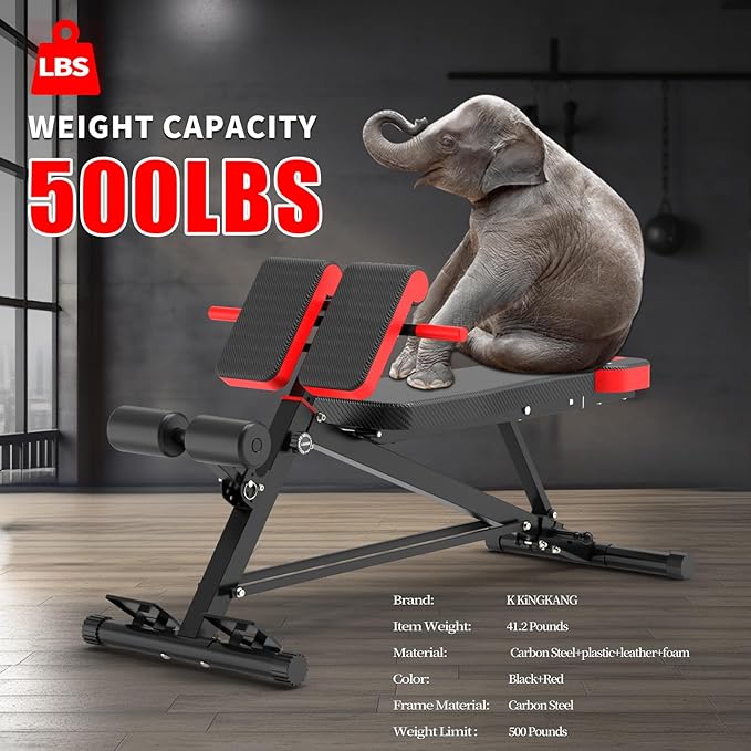 K KiNGKANG Adjustable Weight Bench,Multi-Functional Roman Chair for Full All-in-One Body Workout Hyper Back Extension and Sit up