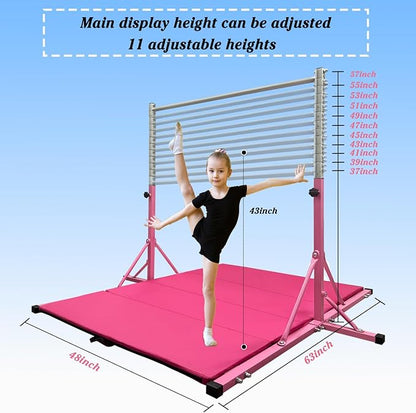 Gymnastics Bar for Kids Girls Ages 3-15 with Ring for Home Indoor Training Equipment- Steady Steel Construction, Anti-Slip, Easy to Assemble, 3' to 5' Adjustable Height