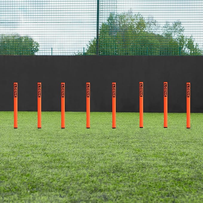FORZA Slalom Agility Poles | Improve Endurance, Speed & Footwork | Color, Size & Rubber Base Options Available [8 Pack]