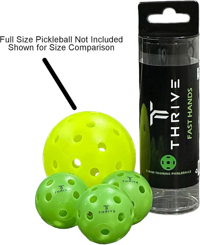 Thrive Fast Hands Mini Pickleball Ball - Quicker Reaction Training Aid for Hands, Paddle Control, and Coordination - Great for Pickleball Drills - Includes 3 Balls and Tube