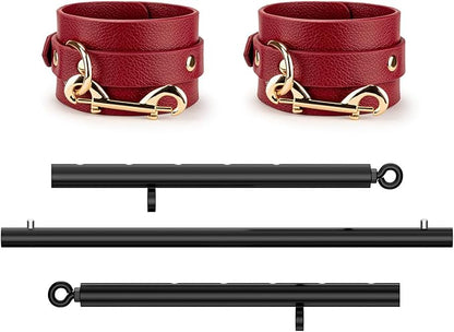Heavy Duty Stainless Steel Expandable Spreader Bar with 2pcs PU Adjustable Straps, Sports Aid Training Fitness Gear Pilates Aid Kit,Home Indoor Sports Yoga Set