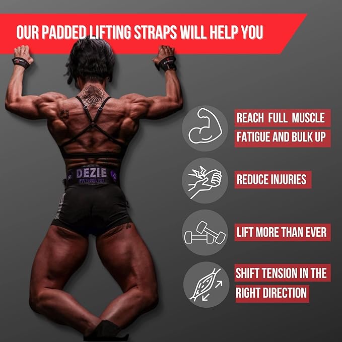 Lift Tech Fitness Weight Lifting Straps For Men and Women - Cotton Gym Straps for Weightlifting, HIIT, Strength Training - Pull ups & Deadlift Straps - Lifting Wrist Straps - One Size
