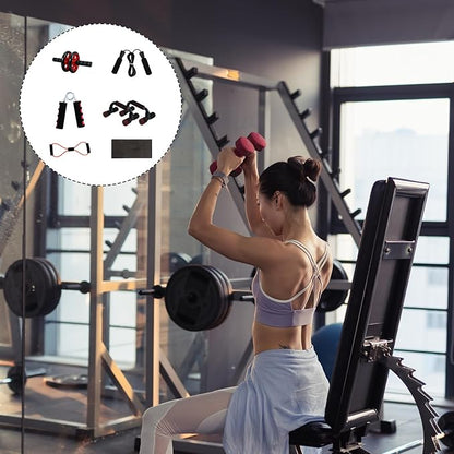 Abdominal Wheel Roller Set, Red Dual-wheel Exercise Roller with 7pcs Core Training Kit, Unisex Ab Workout Equipment for Home Fitness and Strength Training