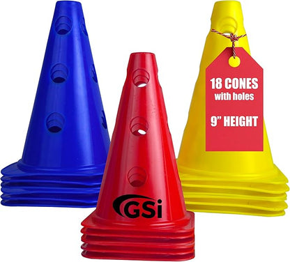 GSi Hurdle Training Cones | Multi Pack Sets | Dual Purpose Agility Cones with Holes | Ideal for Soccer, Kids, Dog, and Sports Training