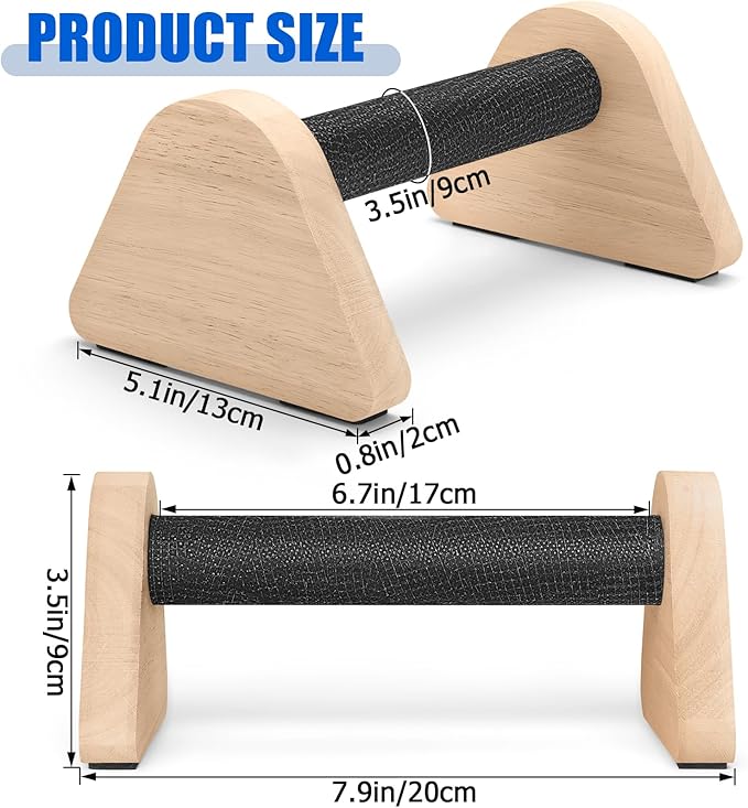 TOBWOLF 2PCS Wooden Push Up Bars, Solid Calisthenics Wood Parallettes Bars for Men Strength Training, Will Not Slip or Wobble, Calisthenics Equipment for Planks, Calisthenics & Home Gym Workout