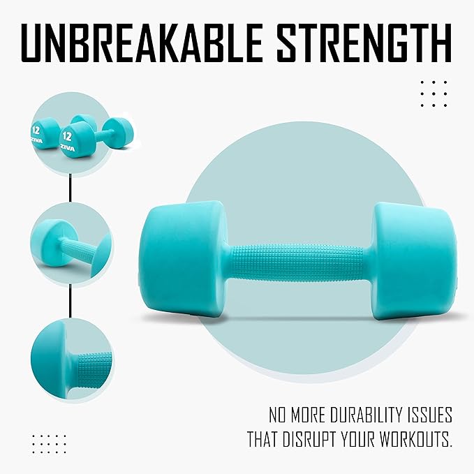 ZIVA RPU Tribell Dumbbell Pair – Premium Urethane-Coated Hand Weights with Ergonomic textured Grip & Steel Core – 2–20 lb Sets in Multiple Colors for Strength Training