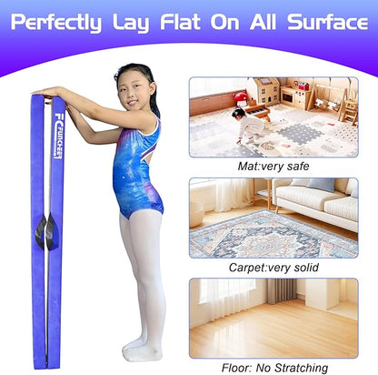 8FT Folding Balance Beam -Gymnastics Floor Beam -Gymnastics Equipment for Kids,Wood core- Anti-Slip Bottom and Carrying Bag for Home