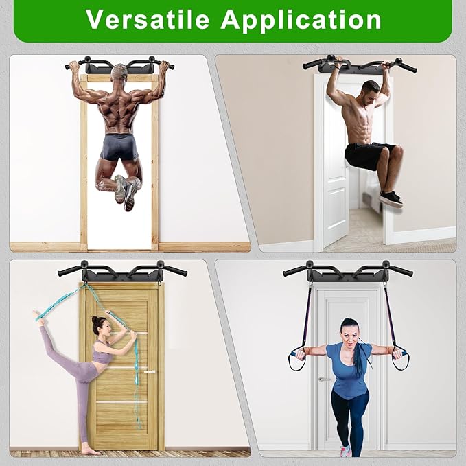 SELEWARE Heavy Duty Welded Pull Up Bar, Versatile Doorway Wall Mount, Joist Mounted, and Ceiling Mounted Chin Up Bars, Thick Metal Sturdy Construction for Full Body Workouts Support 500 lbs