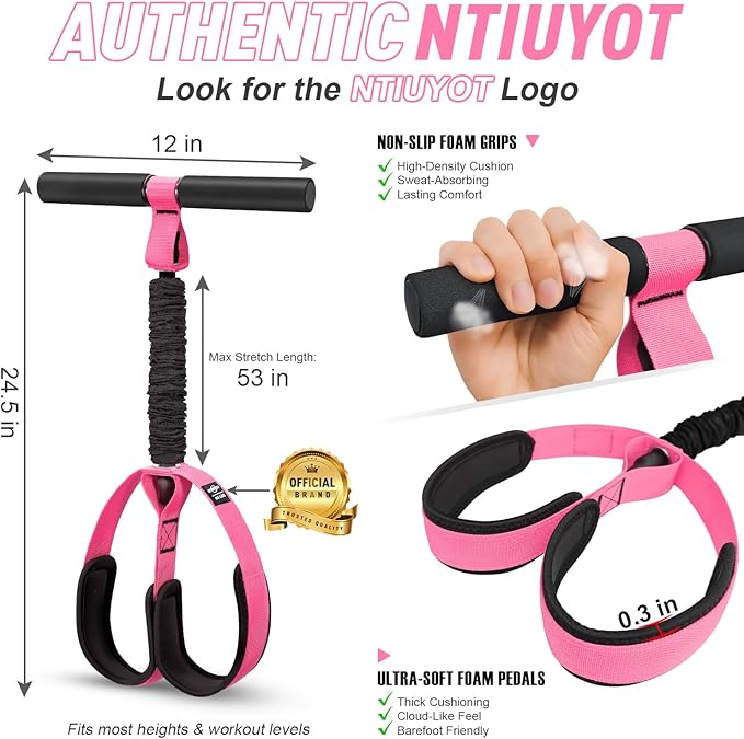 Upgraded Durable Pedal Resistance Band with Handle, Thickened Latex Tubes and Soft Foam Fabric Foot Pedal, Sit Up Exercise Equipment for Abdomen, Waist, Arm, Core/ABS, Leg, Physical Therapy