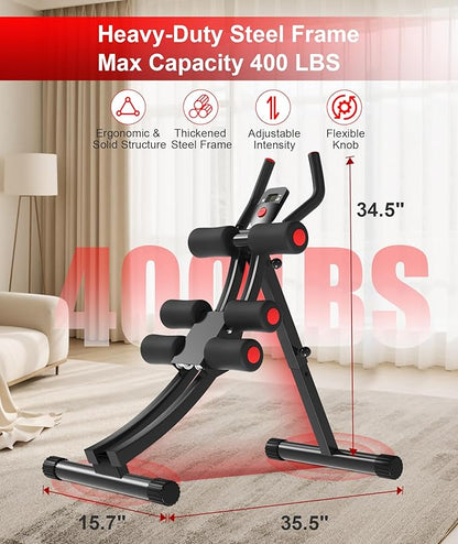 KESHWELL Ab Machine,Ab Workout Equipment For Home,Whole Body Exercise Waist Trainer For Women,Ab Machine For Stomach Workout,Foldable Fitness Exercise Equipment With Resistance Bands&LCD Display